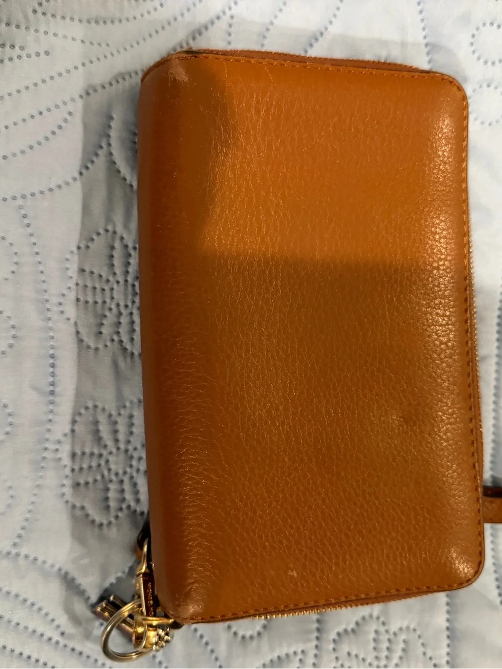 Michael Kors Tan Leather Zip-Around Wallet with Gold Hardware
